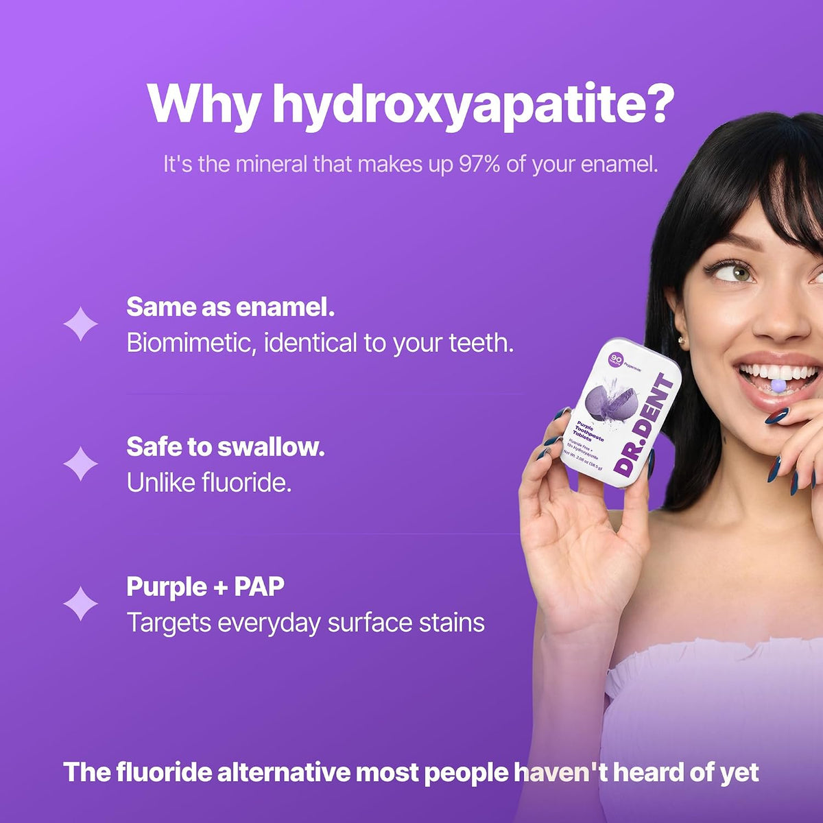 Purple Toothpaste Tablets with 10% Hydroxyapatite