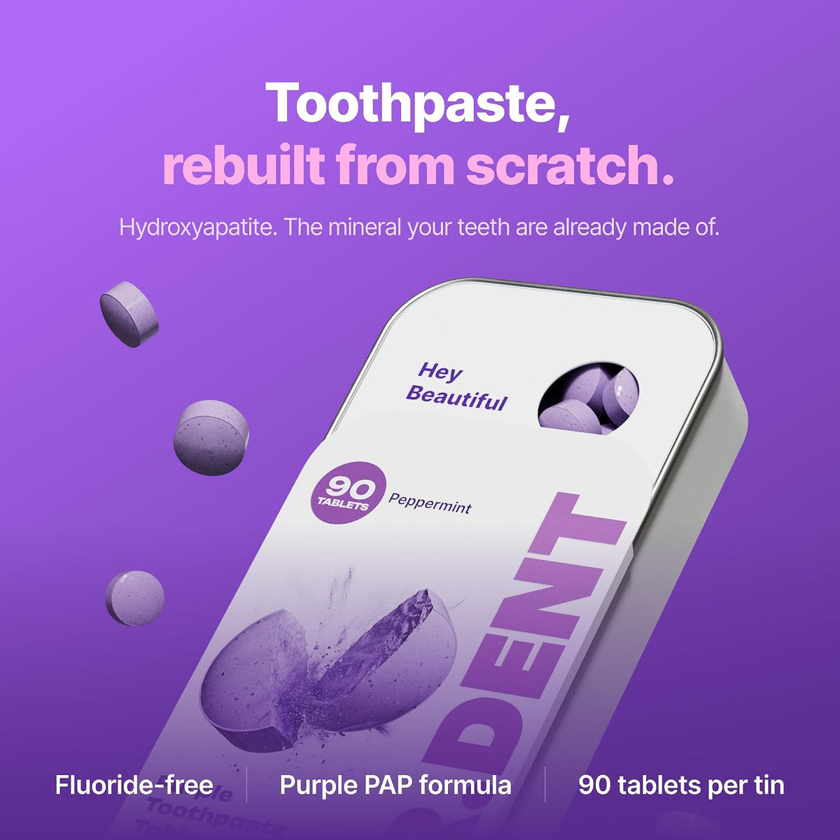 Purple Toothpaste Tablets with 10% Hydroxyapatite
