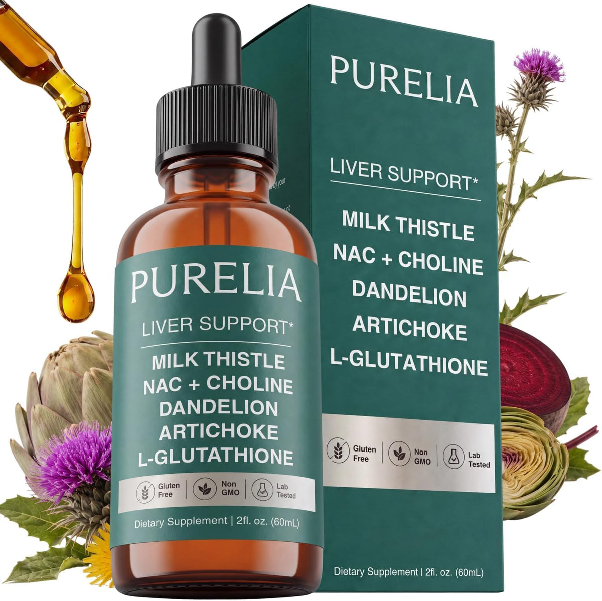 Liver Support Drops with Milk Thistle, NAC & Dandelion | 2 fl oz