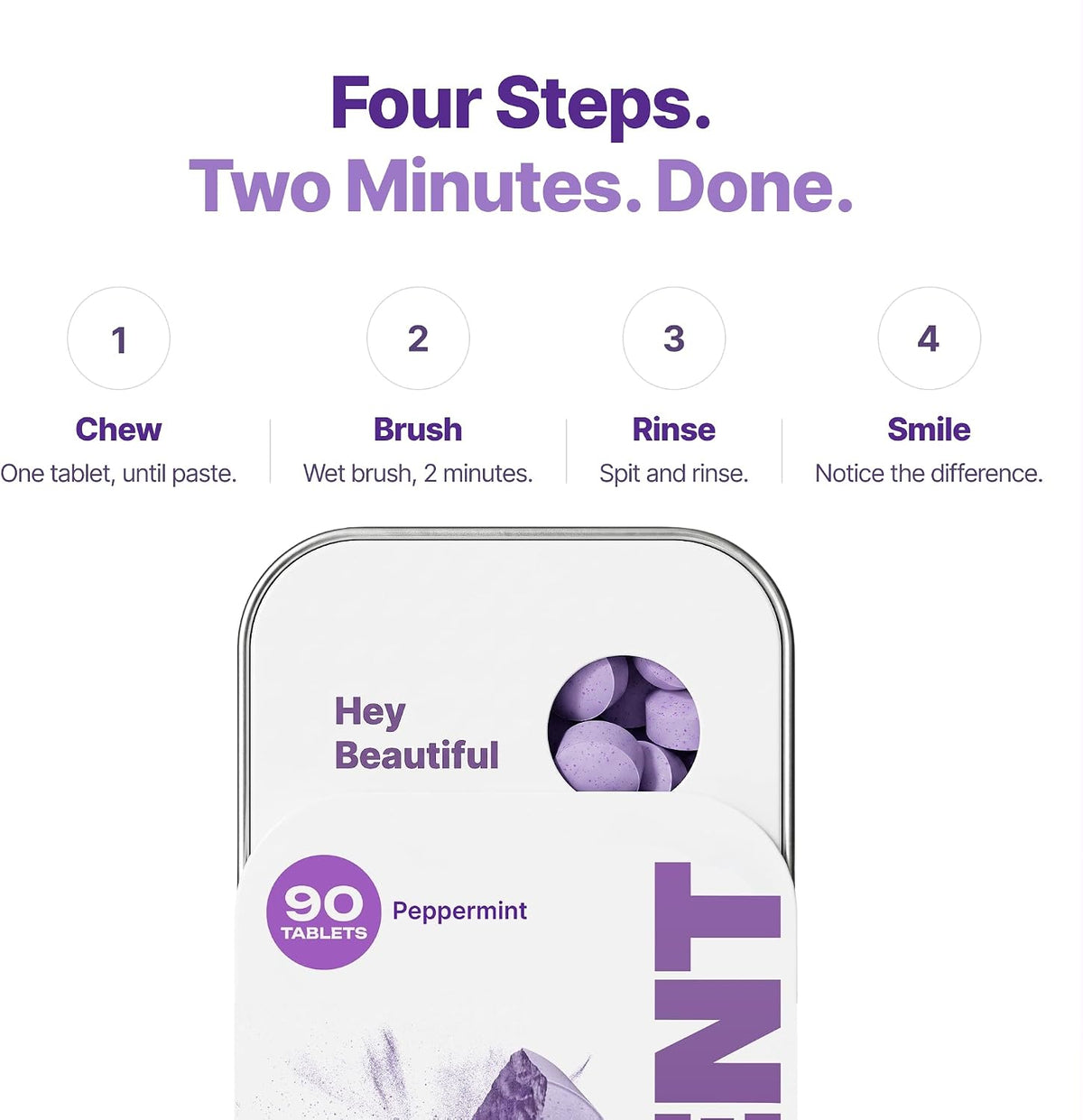 Purple Toothpaste Tablets with 10% Hydroxyapatite